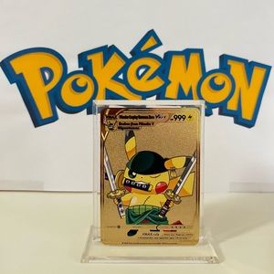 Pikachu Cosplay Roronoa Zoro VMAX Gold Metal Card Fan Art HP 999